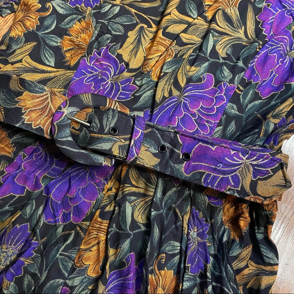 Vintage 90’s Floral Dress Belted Short Sleeve Dress 90’s does 50’s Size Small - Picture 6 of 13